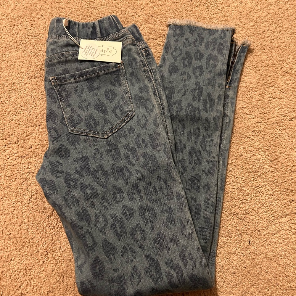 Mud Pie Blue Leopard Print Skinny Jeans